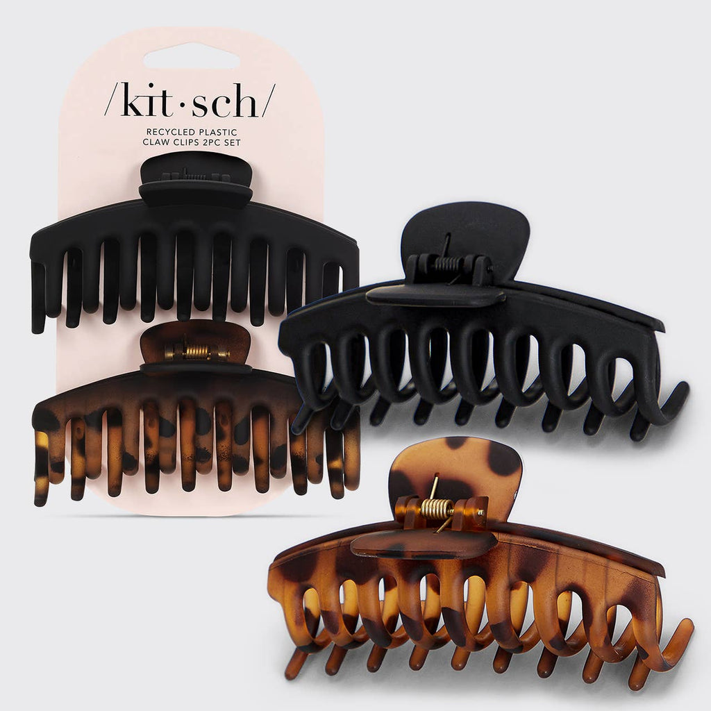 Kitsch Recycled Oversized Matte Claw Clips — 2-Piece Set