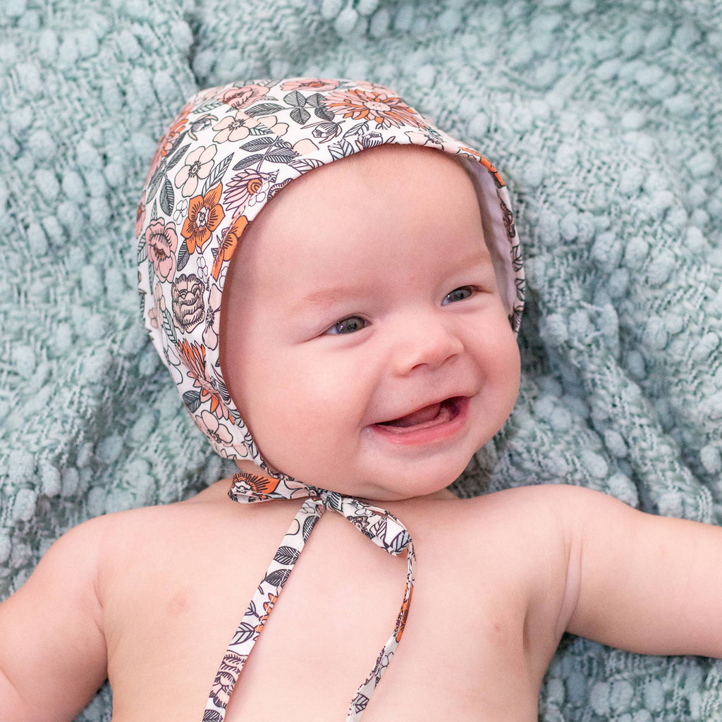 Huggalugs Vintage Flora Danish Baby Bonnet — UPF 50+