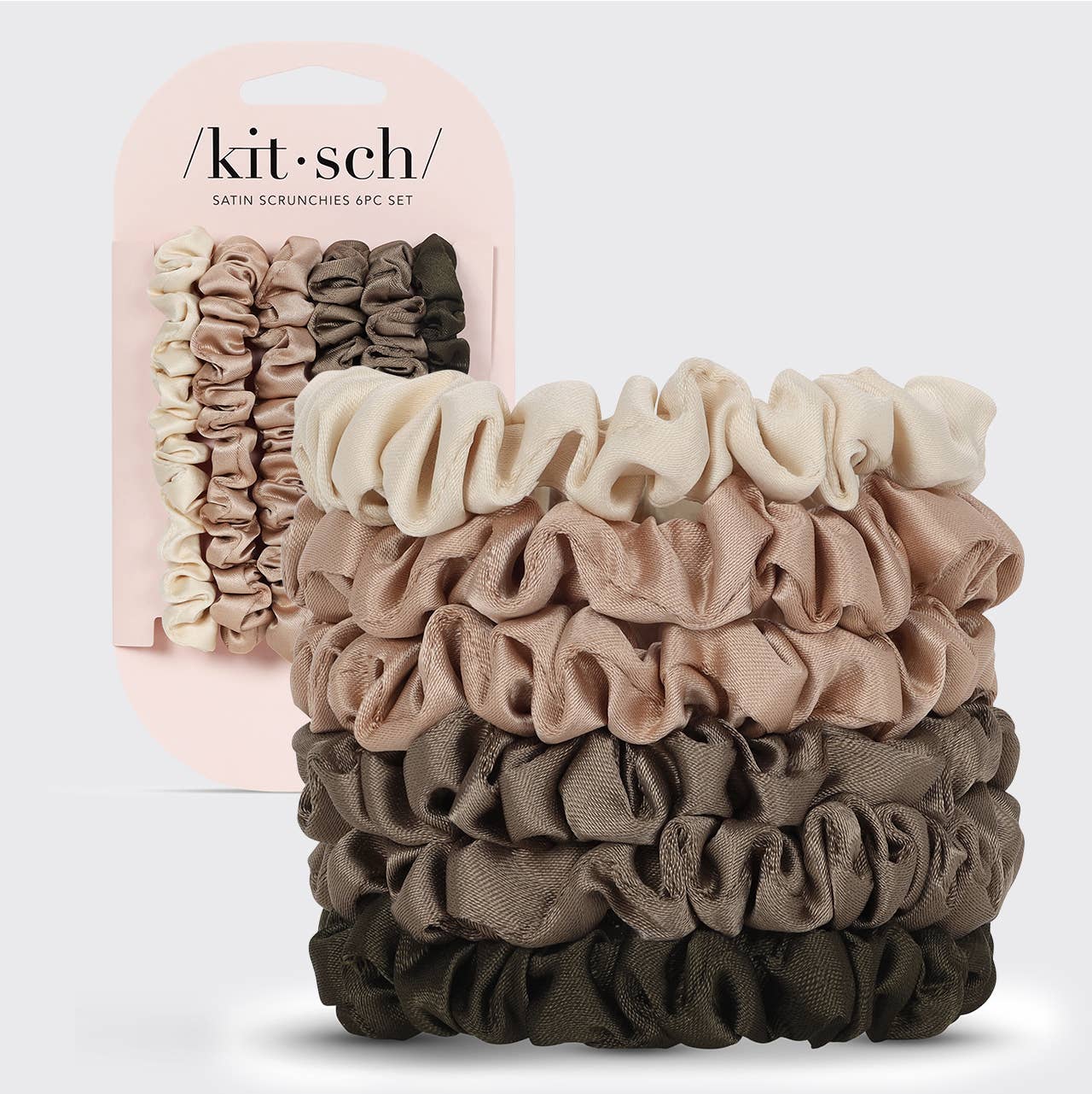 Kitsch Ultra Petite Satin Scrunchies 6-Pack — Eucalyptus