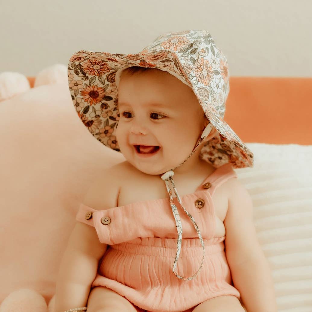 Huggalugs Vintage Flora Sun Hat — UPF 50+