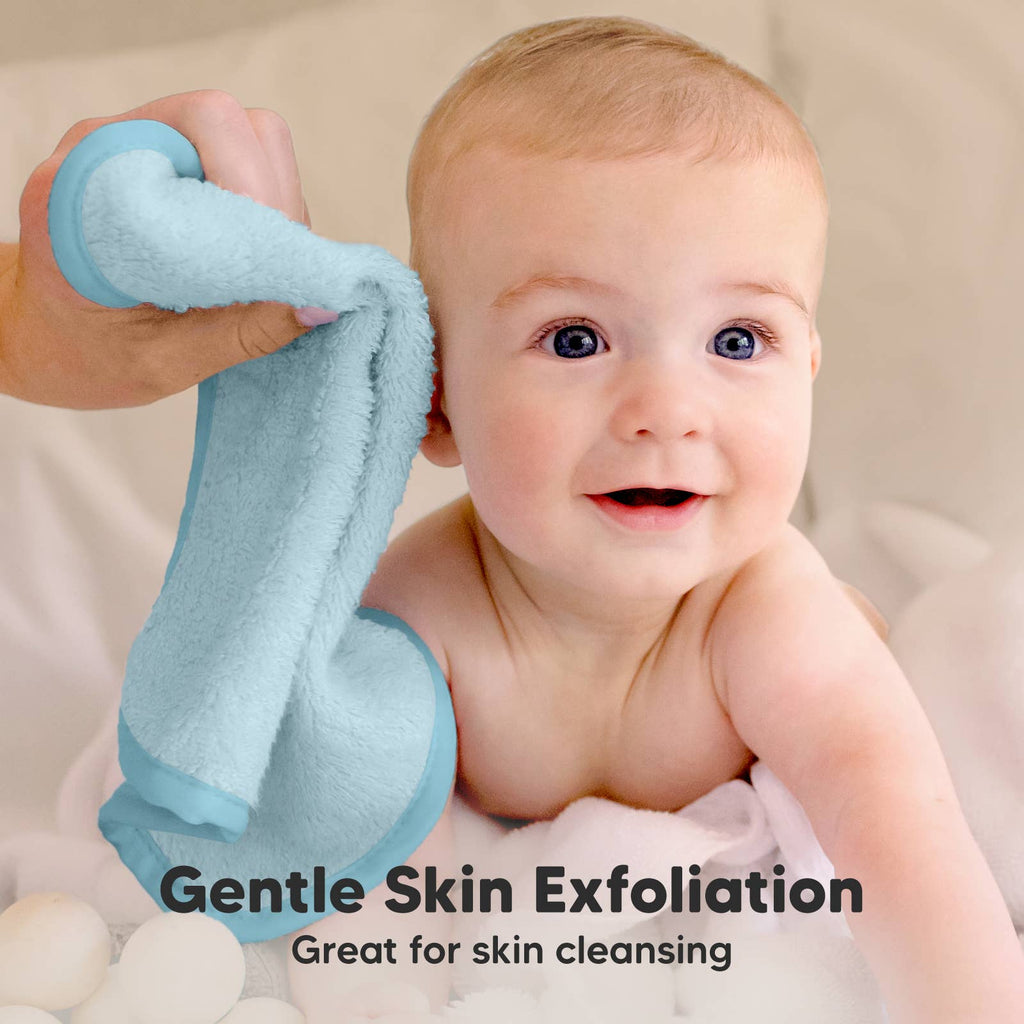 KeaBabies Ultra-Plush Baby Washcloths — Bravo Blue (6-Pack)