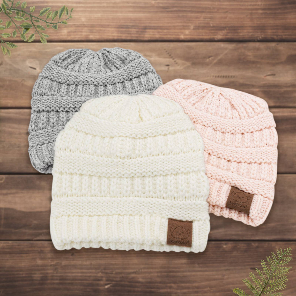 KeaBabies Warmzy Knitted Baby Beanies — 3-Pack