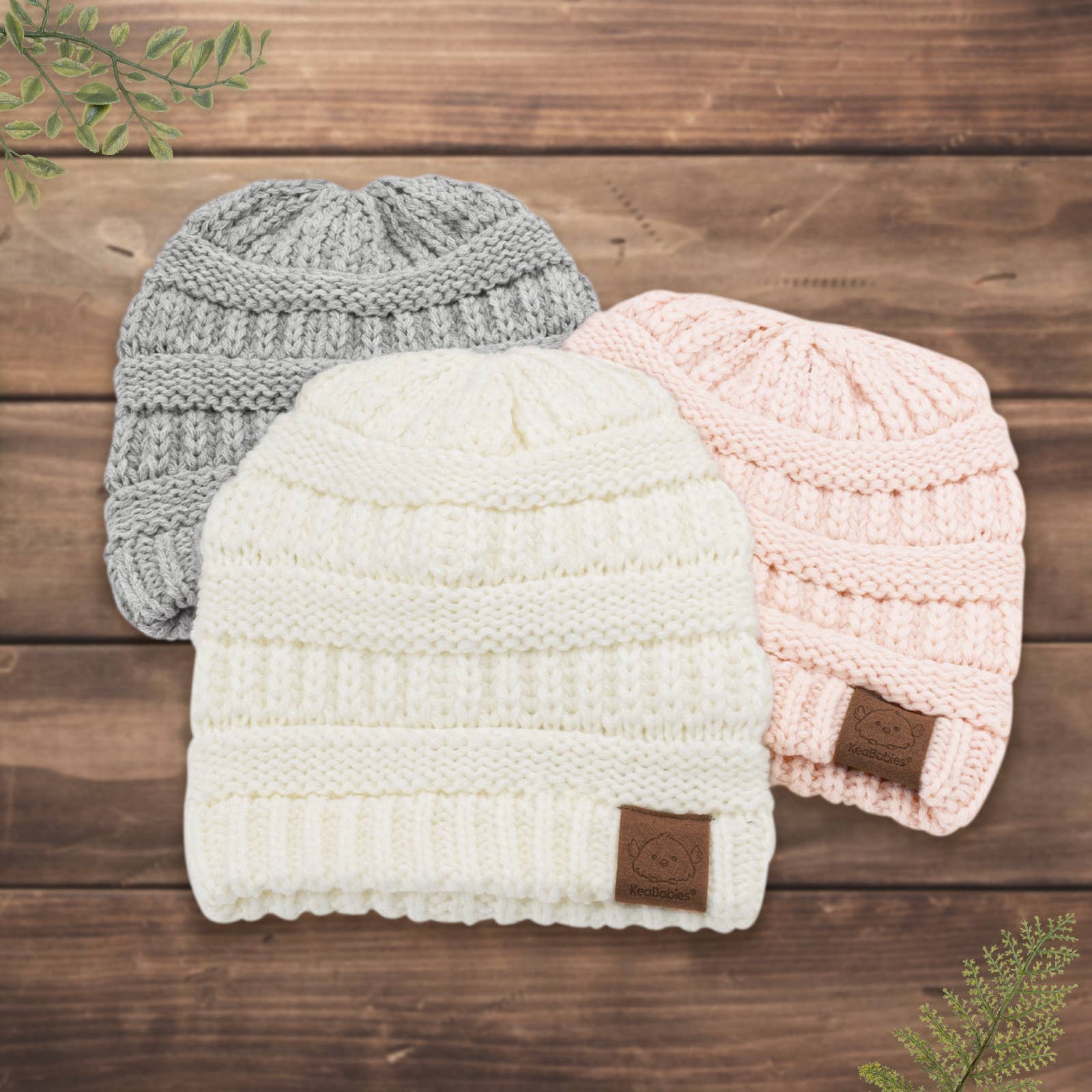 KeaBabies Warmzy Knitted Baby Beanies — 3-Pack