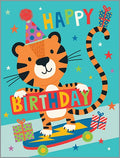 Gina B Birthday Card — Skateboarding Tiger