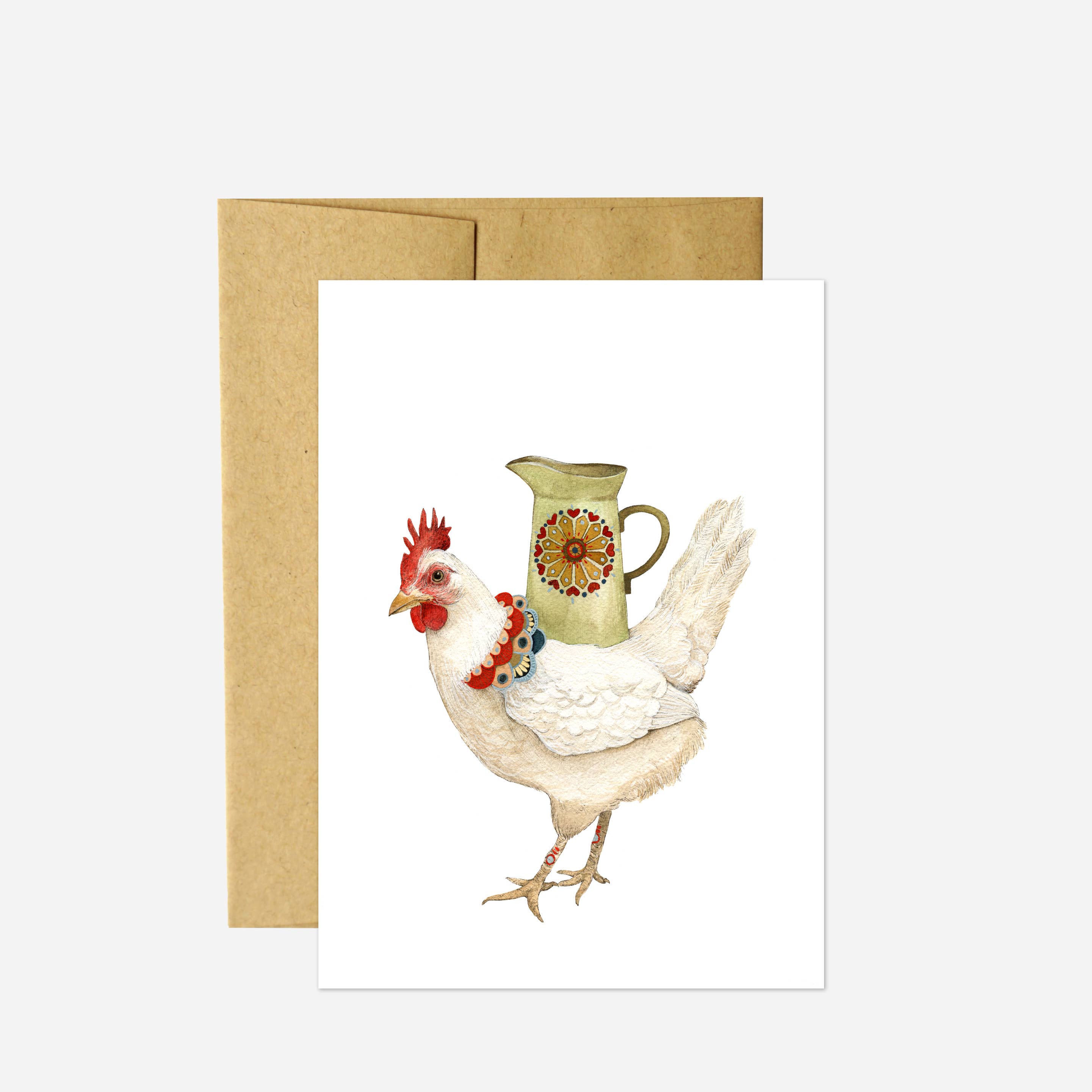 Polanshek of the Hills “Jen the Hen’s Pitcher” Greeting Card
