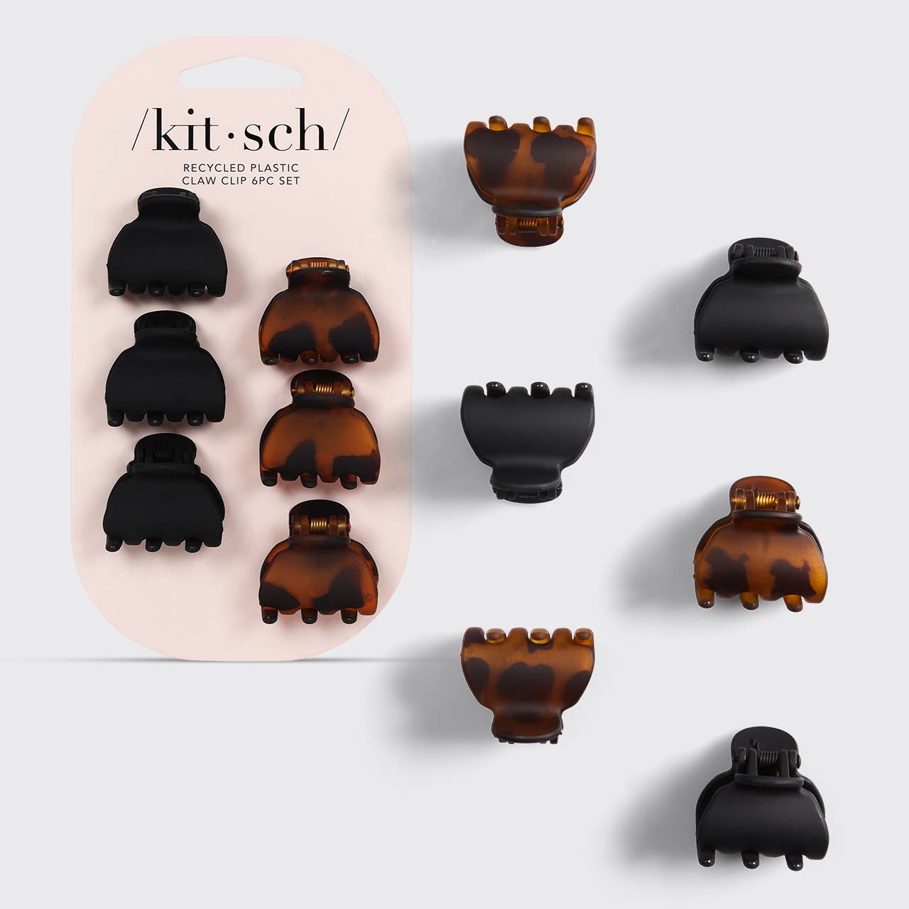 Kitsch Recycled X-Small Claw Clips — Black & Tort (6-Pack)