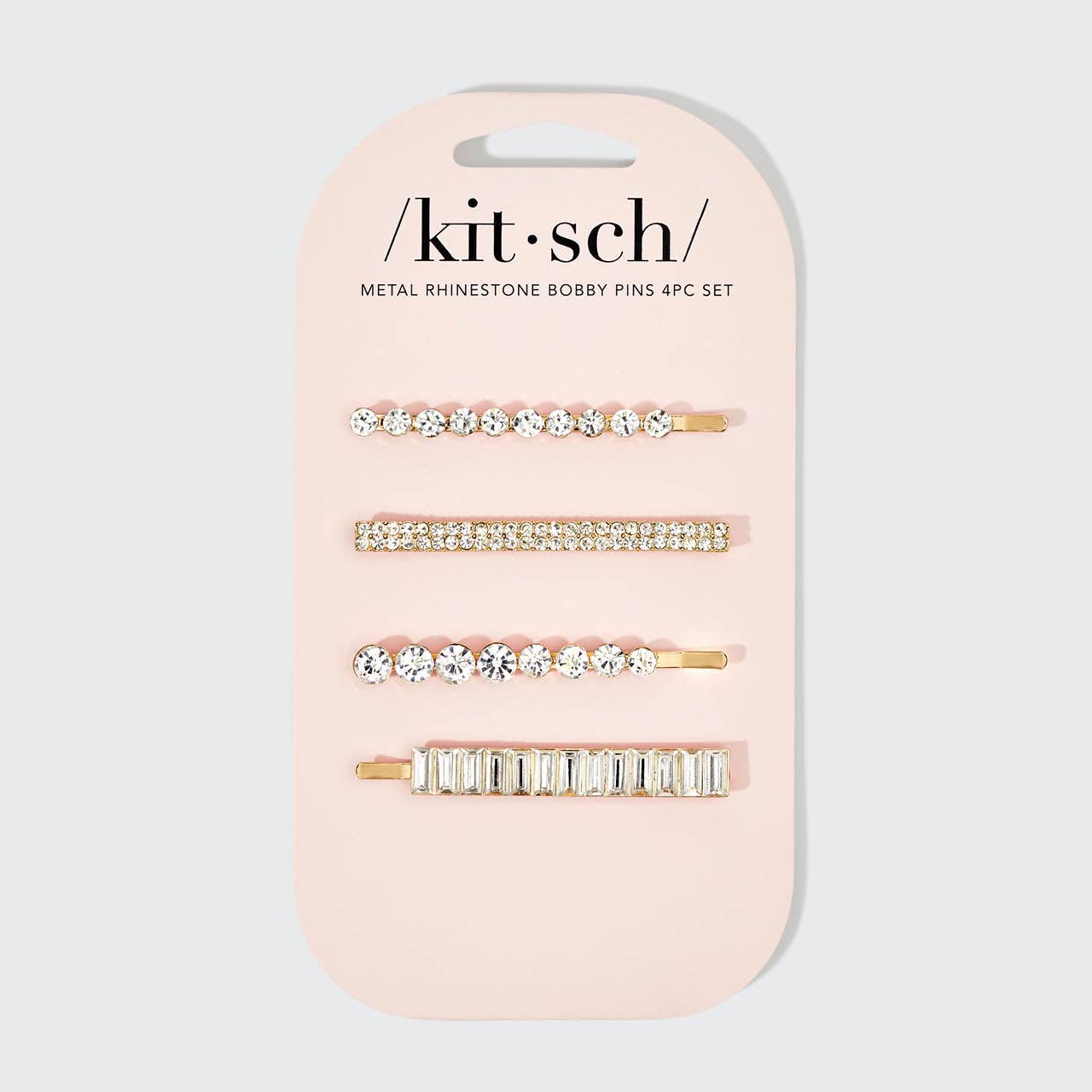 Kitsch Metal Rhinestone Bobby Pins 4pc Set — Gold