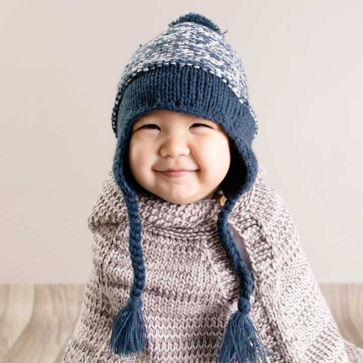 Huggalugs Marled Atlantic Blue Earflap Beanie