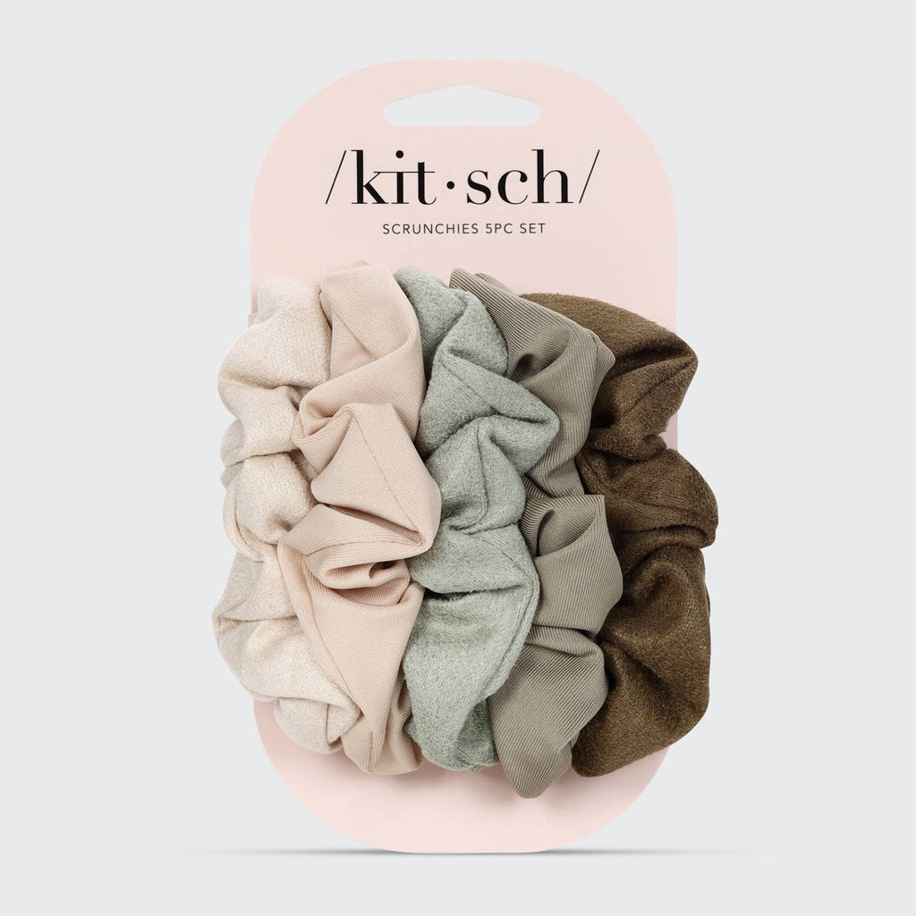 Kitsch Textured Scrunchies — Eucalyptus (5-Pack Set)