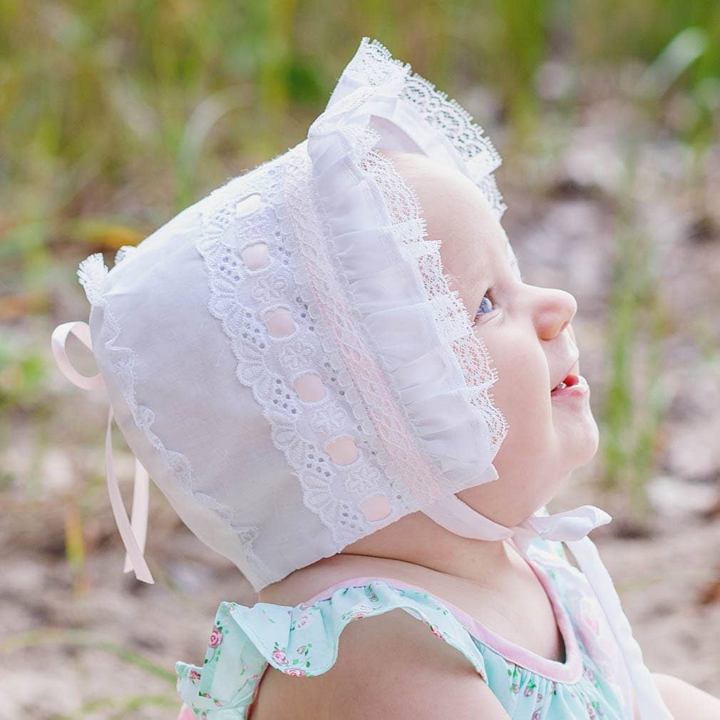 Huggalugs Girls Pink Ribbon Bonnet
