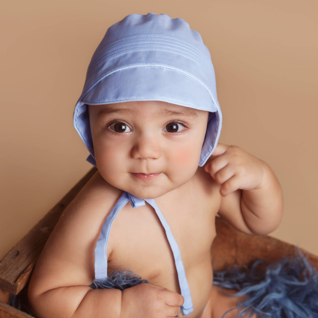 Huggalugs Boys Solid Blue Bonnet