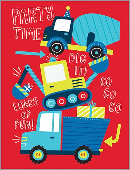 Gina B Birthday Card — Construction Trucks