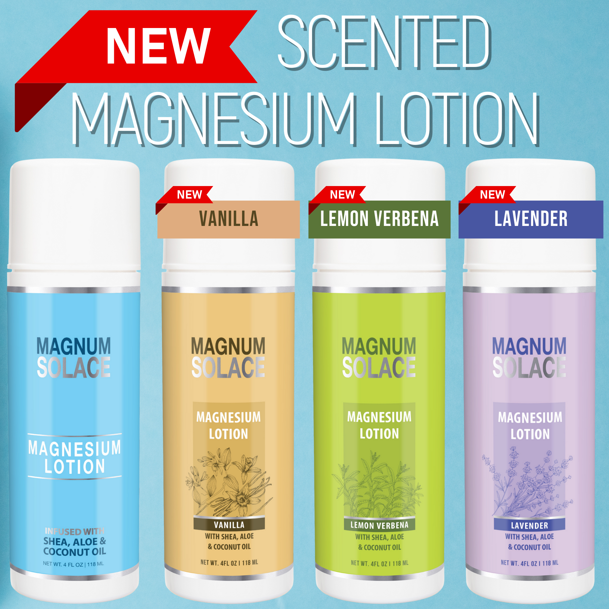 Magnum Solace Magnesium Lotion with Aloe, Shea and Coconut – Lemon Verbena