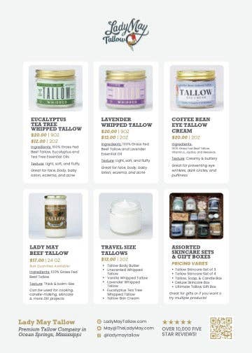 Lady May Tallow Vanilla Whipped Tallow Moisturizer