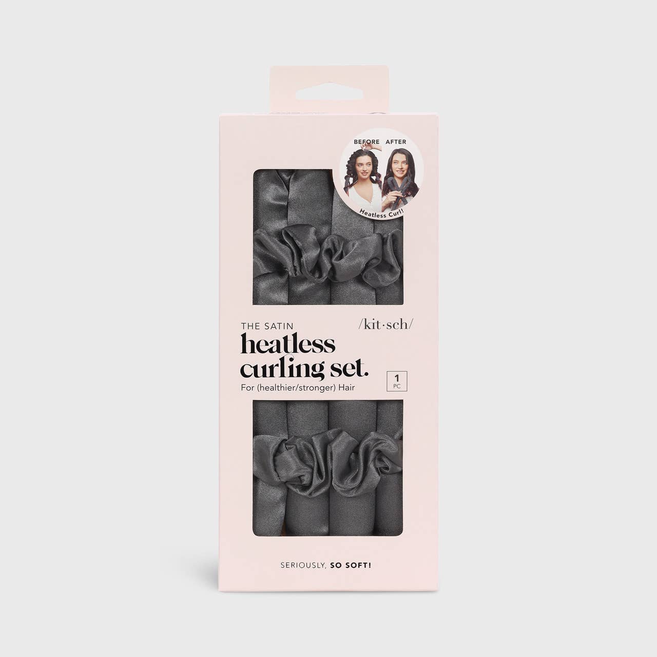 Kitsch Satin Heatless Curling Set — Charcoal