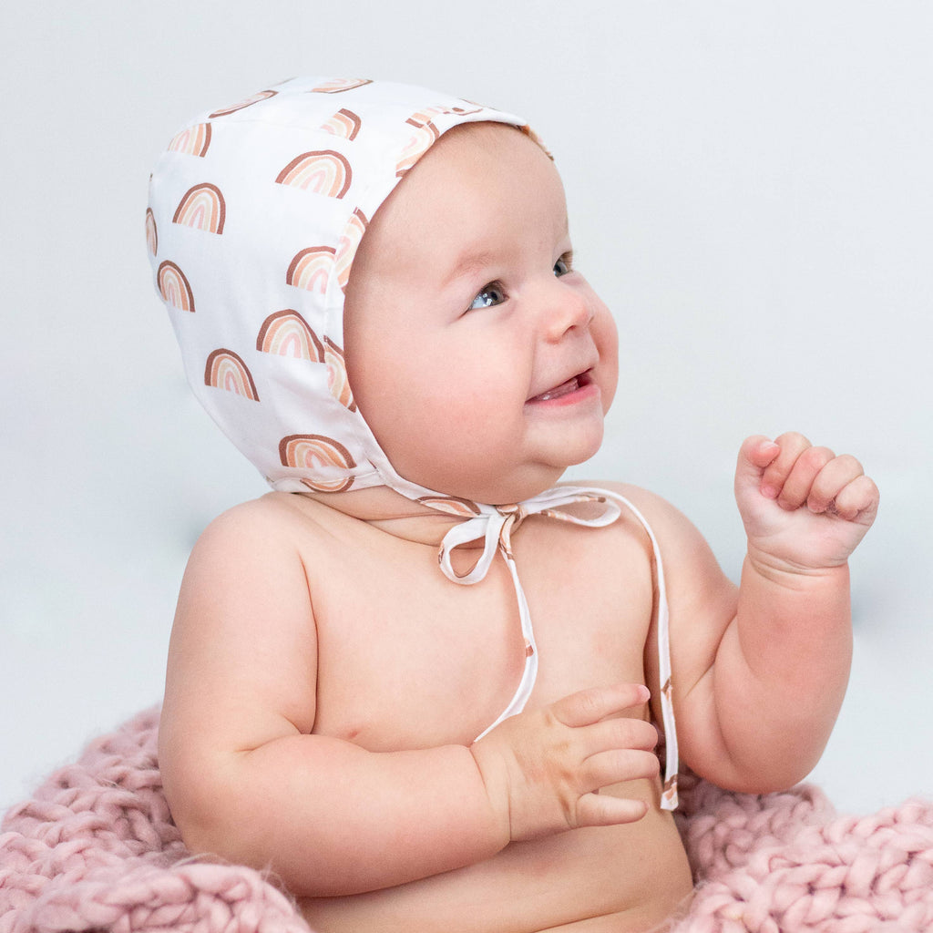 Huggalugs Rainbow Danish Baby Bonnet — UPF 50+