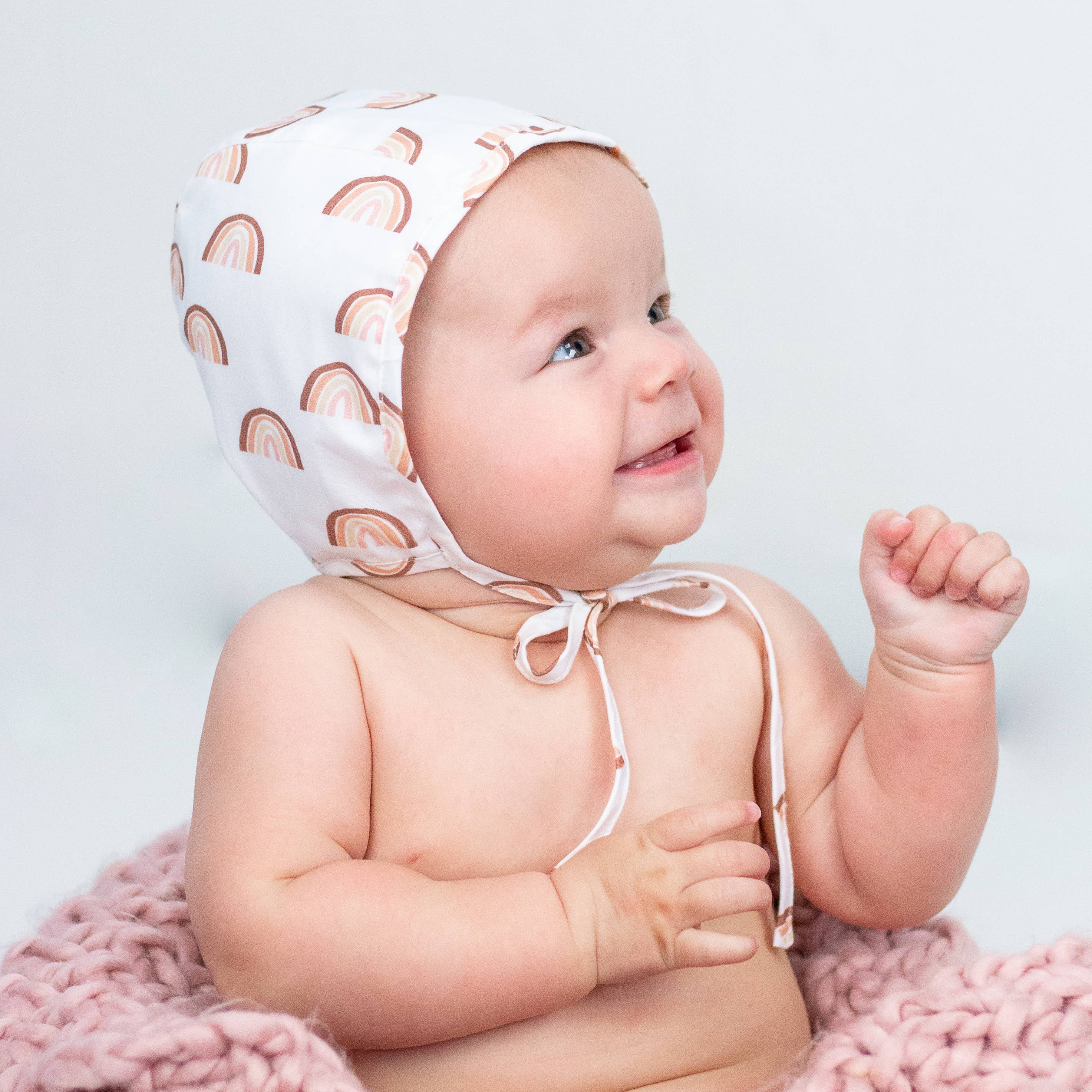 Huggalugs Rainbow Danish Baby Bonnet — UPF 50+