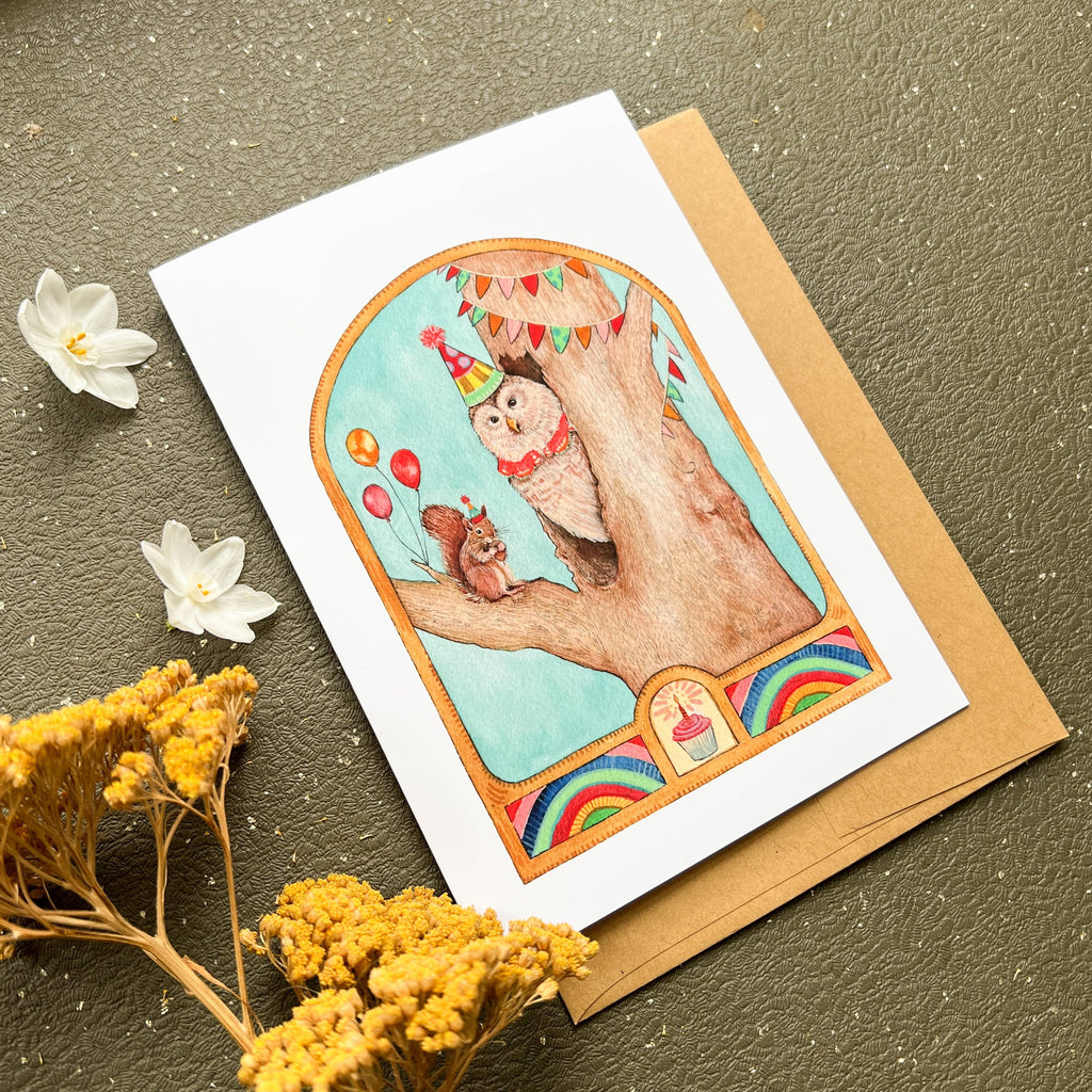 Polanshek of the Hills “Treetop Party” Greeting Card