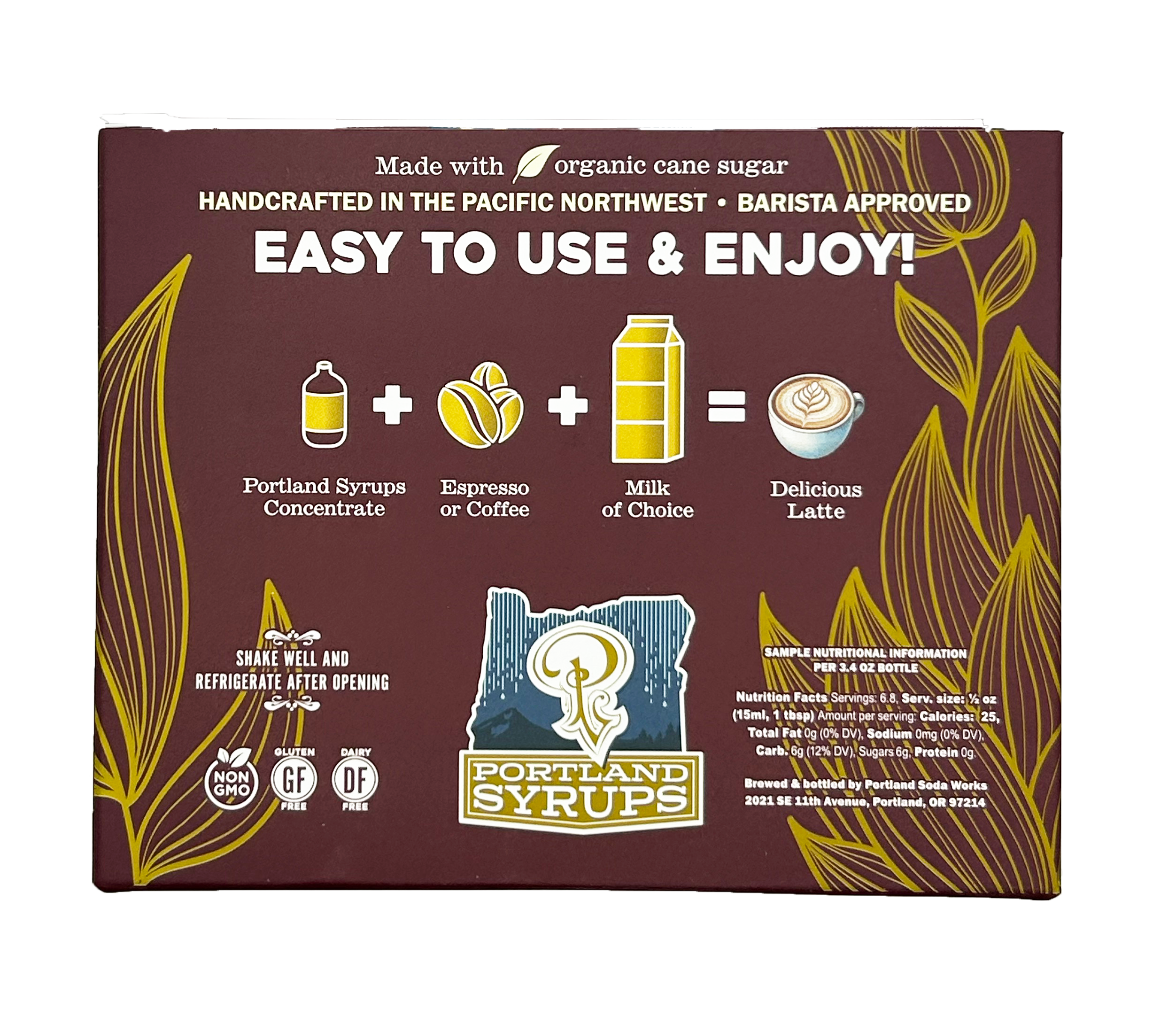 Portland Syrups Coffeehouse Syrup Gift Set — Vanilla, Hazelnut & Caramel