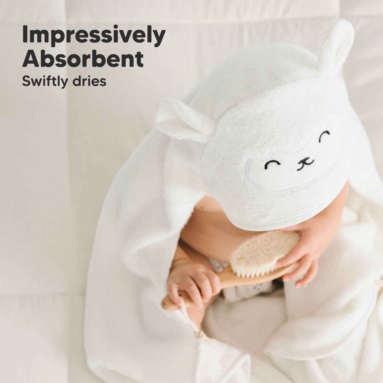 KeaBabies Plush Hooded Baby Towel — Lamb