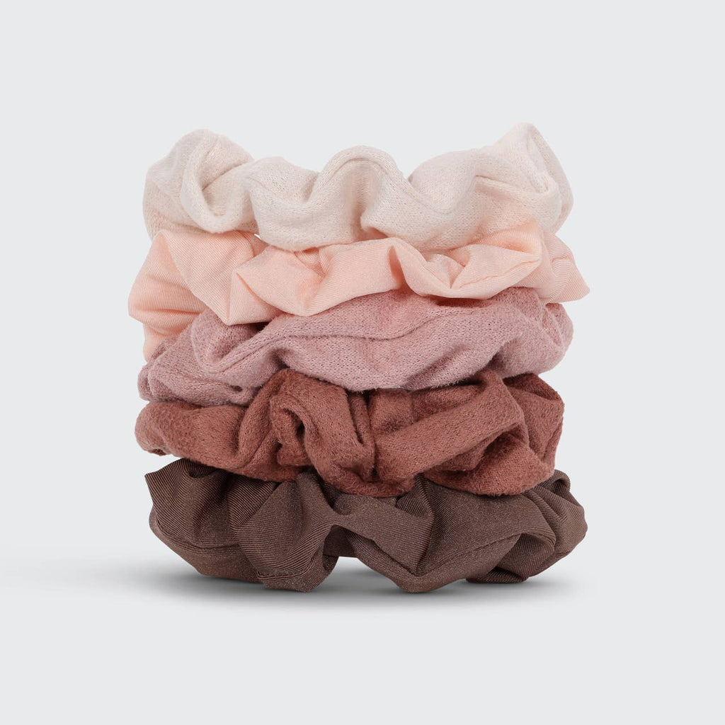 Kitsch Textured Scrunchies — Terracotta (5-Pack Set)