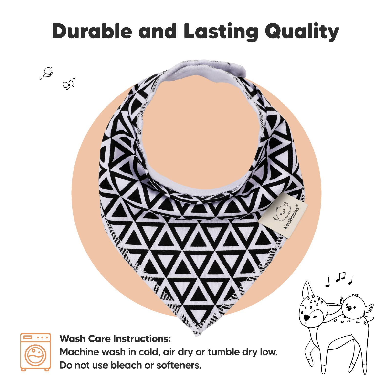KeaBabies Organic Bandana Drool Bibs — Mono Black & White (10-Pack)
