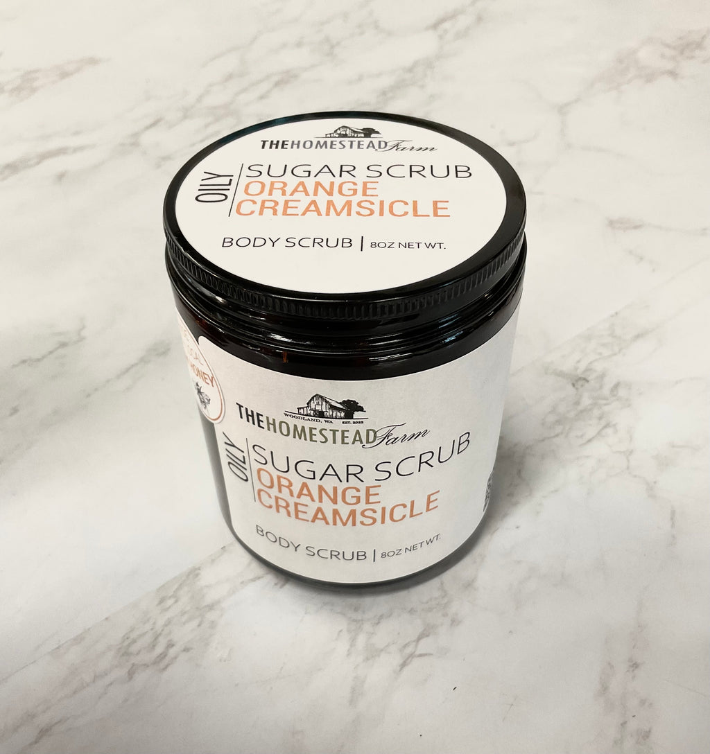 The Homestead Farm Sugar Scrub, Sudsy & Oily Variants
