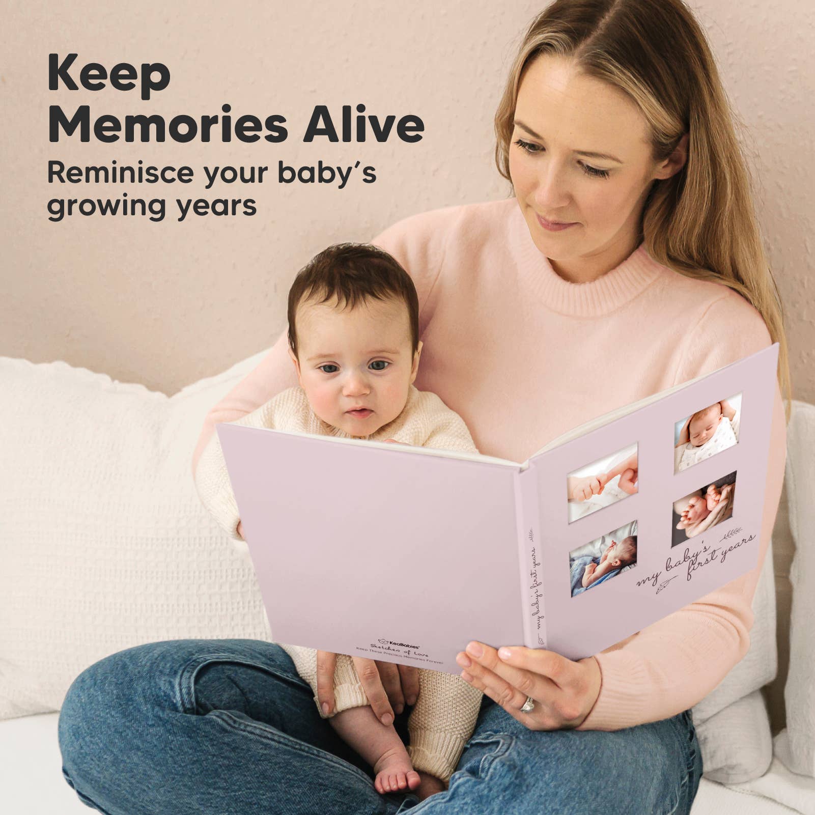 KeaBabies Sketch Baby Memory Book — Mist Pink