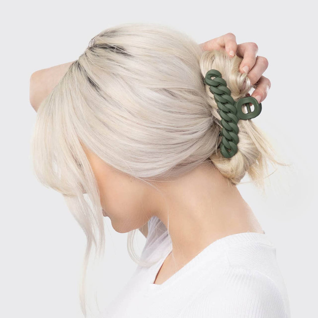 Kitsch Chain Claw Clip 3pc Set — Black & Moss