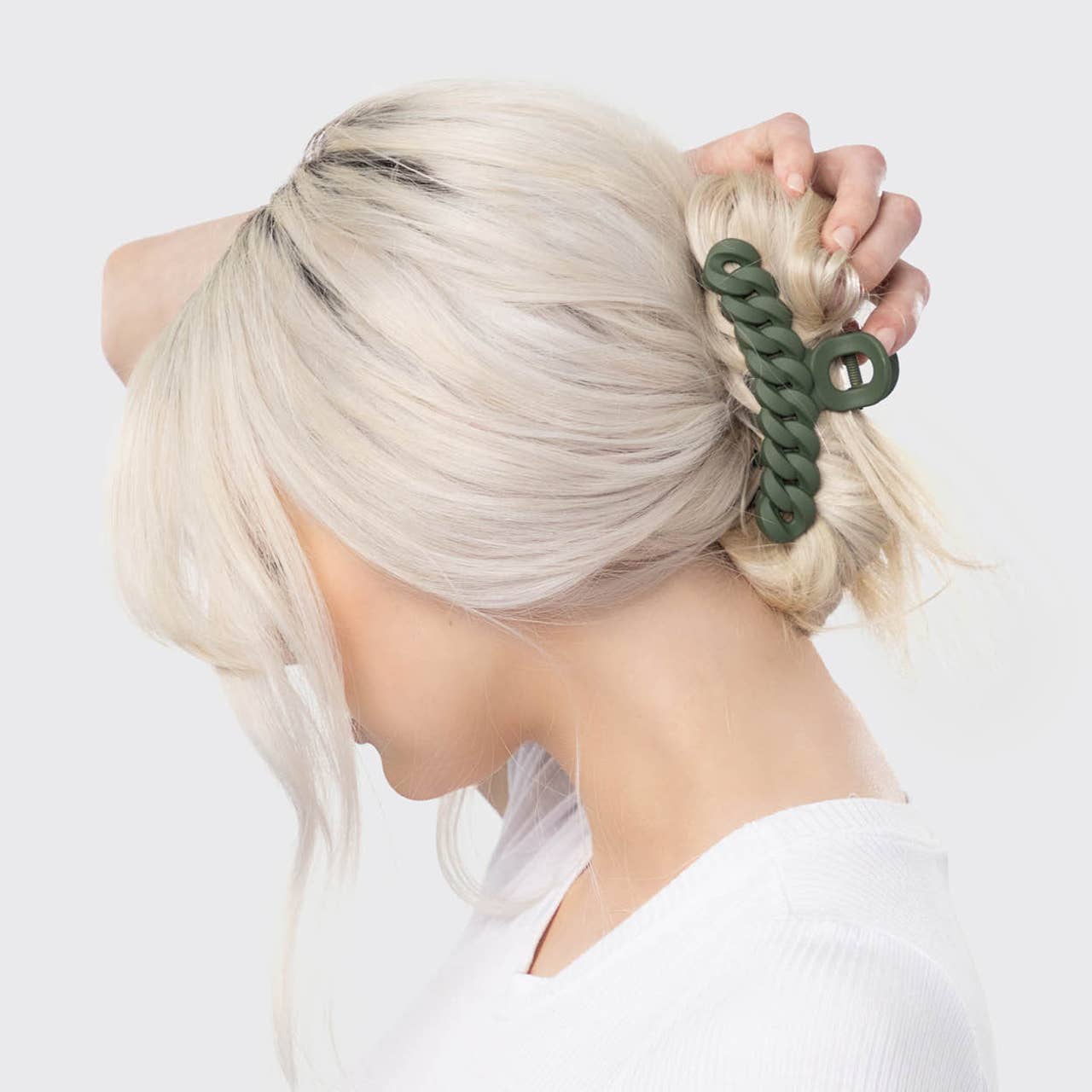 Kitsch Chain Claw Clip 3pc Set — Black & Moss