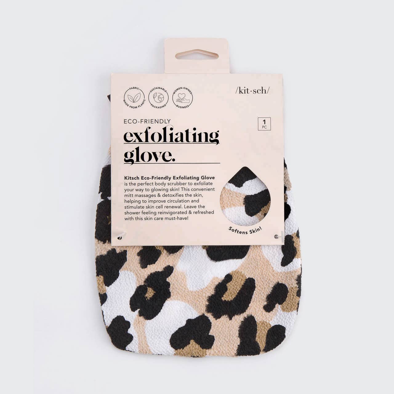 Kitsch Eco-Friendly Exfoliating Glove — Leopard