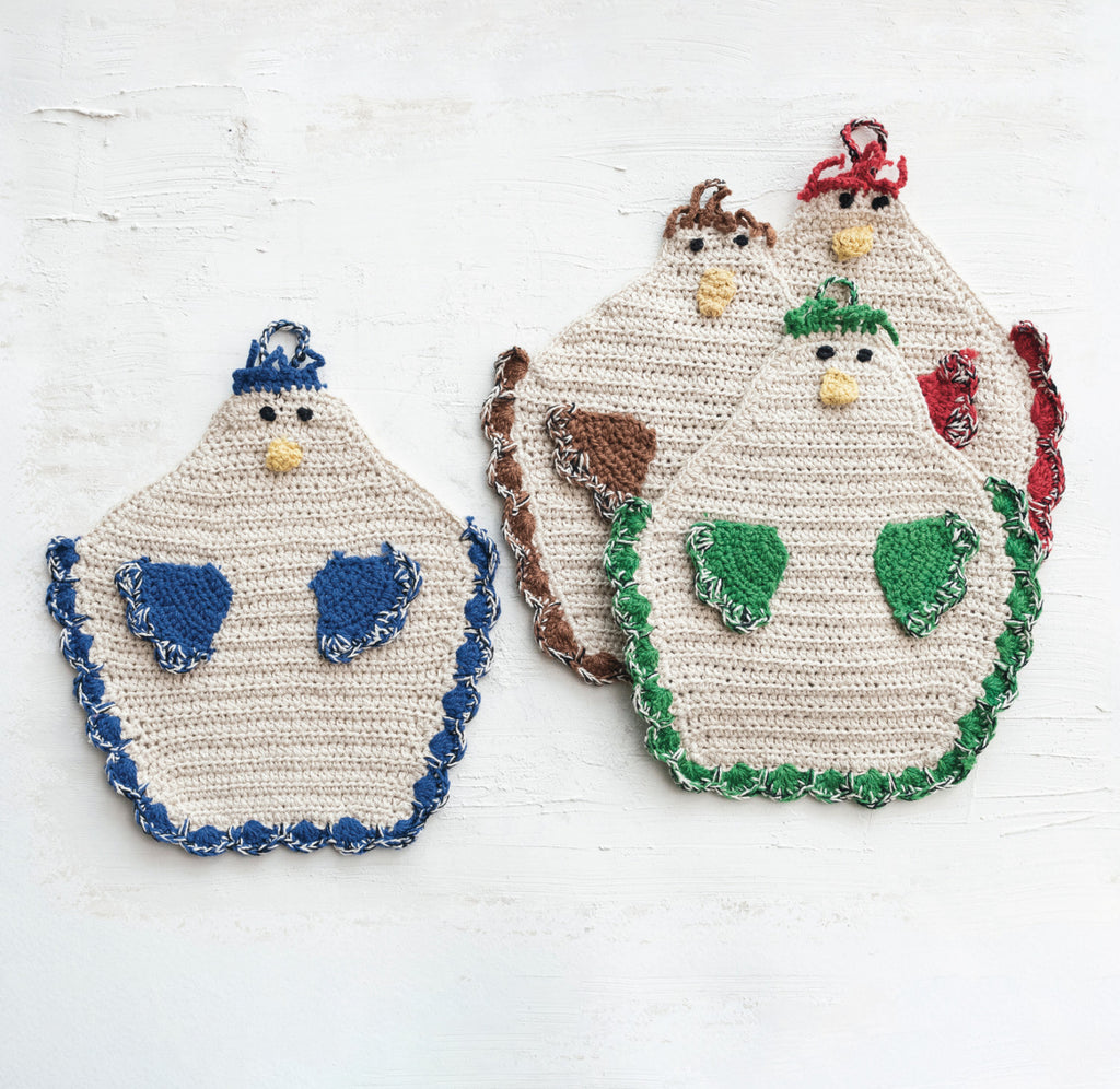 Crocheted Chicken Pot Holder with Hanging Loop