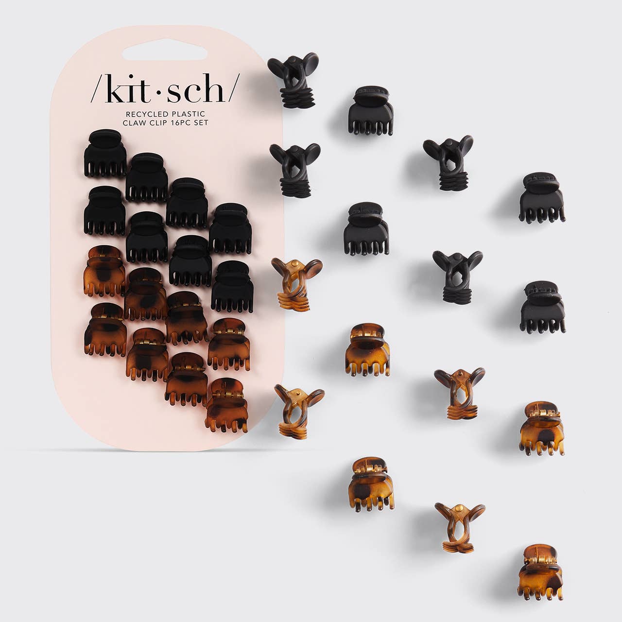 Kitsch Mini Classic Claw Clips — Black & Tort (16-Pack)
