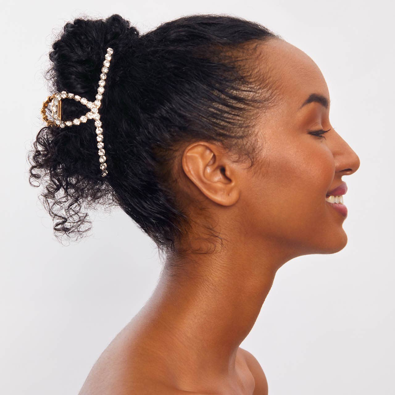 Kitsch Metal Rhinestone Loop Claw Clip — Gold