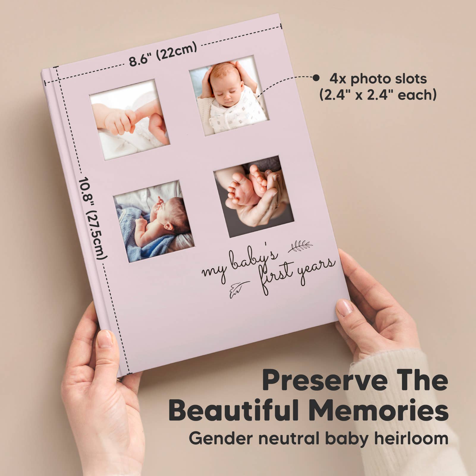 KeaBabies Sketch Baby Memory Book — Mist Pink