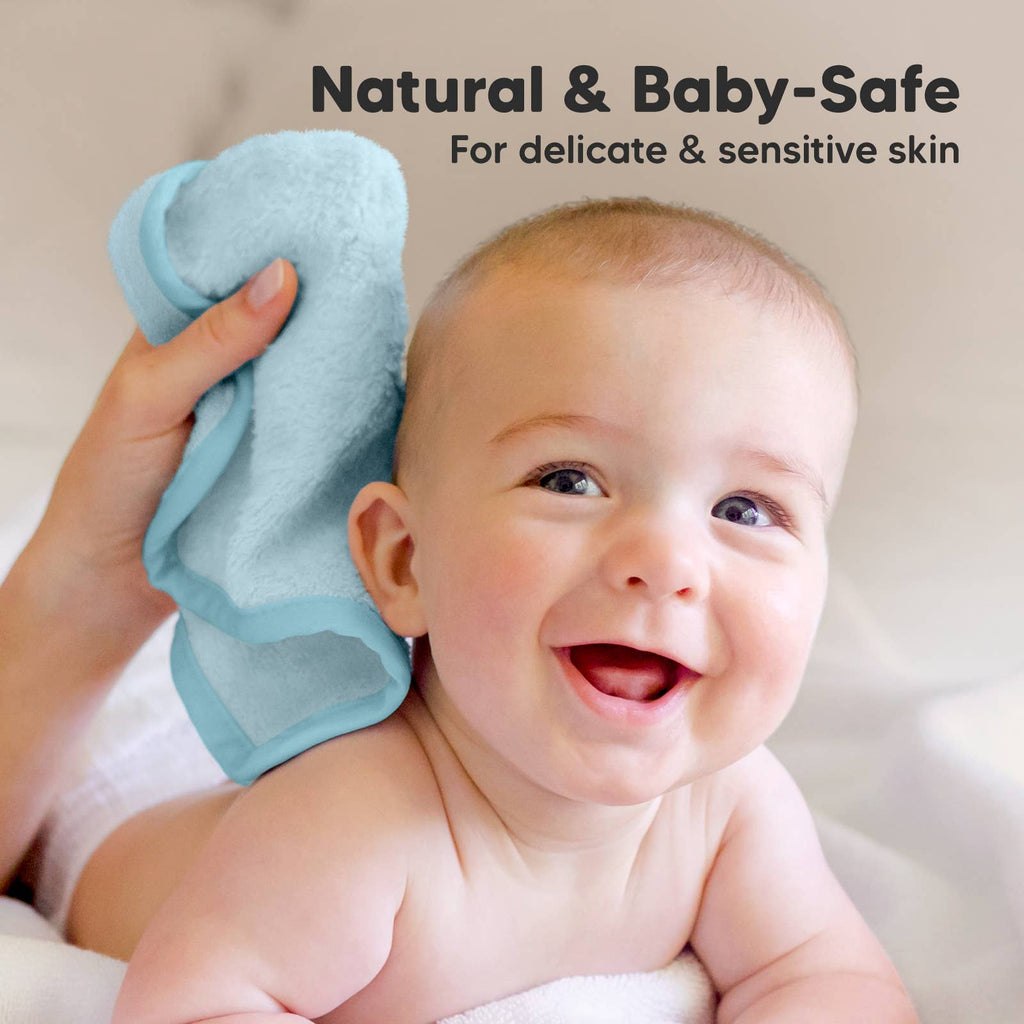 KeaBabies Ultra-Plush Baby Washcloths — Bravo Blue (6-Pack)