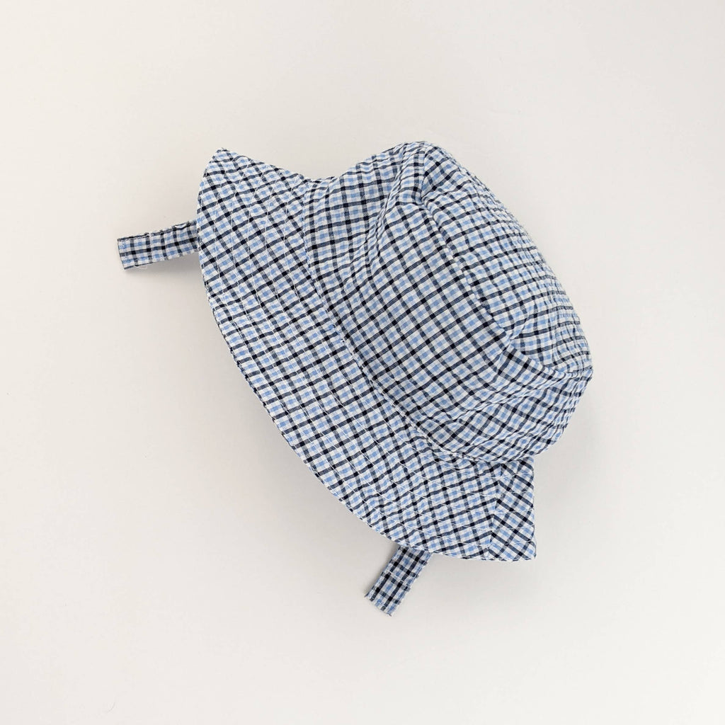 Huggalugs Blue Plaid Seersucker Bucket Hat — UPF 25+