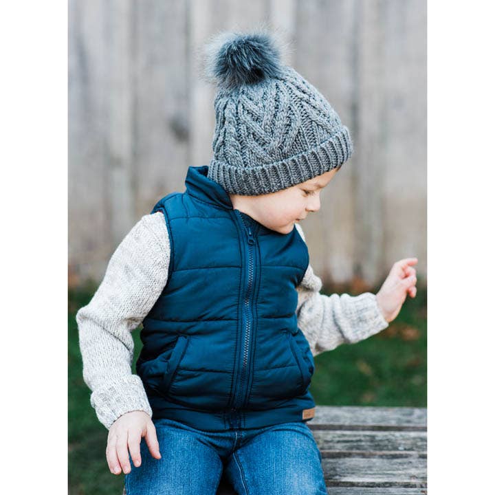 Huggalugs Grey Pom Pom Beanie