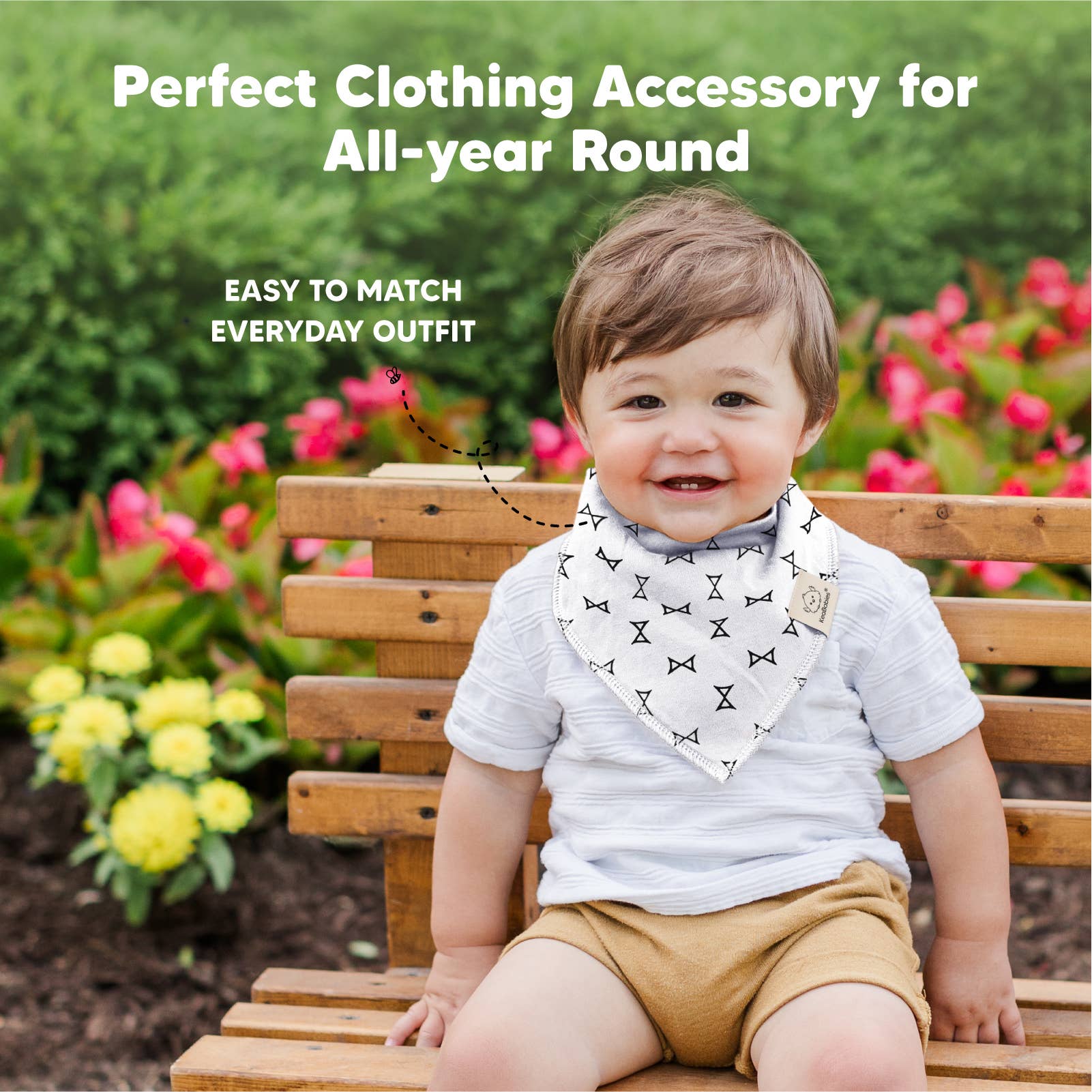 KeaBabies Organic Bandana Drool Bibs — Mono Black & White (10-Pack)