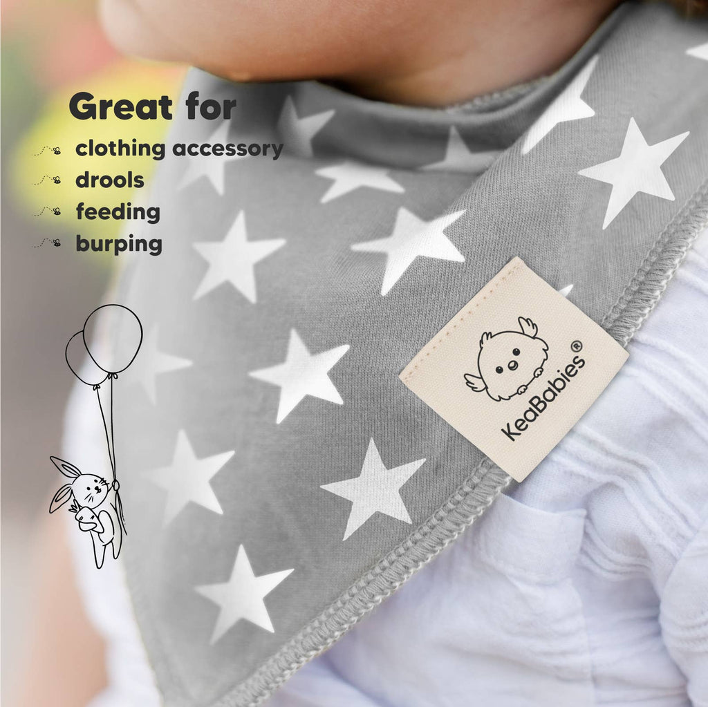 KeaBabies Organic Bandana Drool Bibs — Mono Black & White (10-Pack)