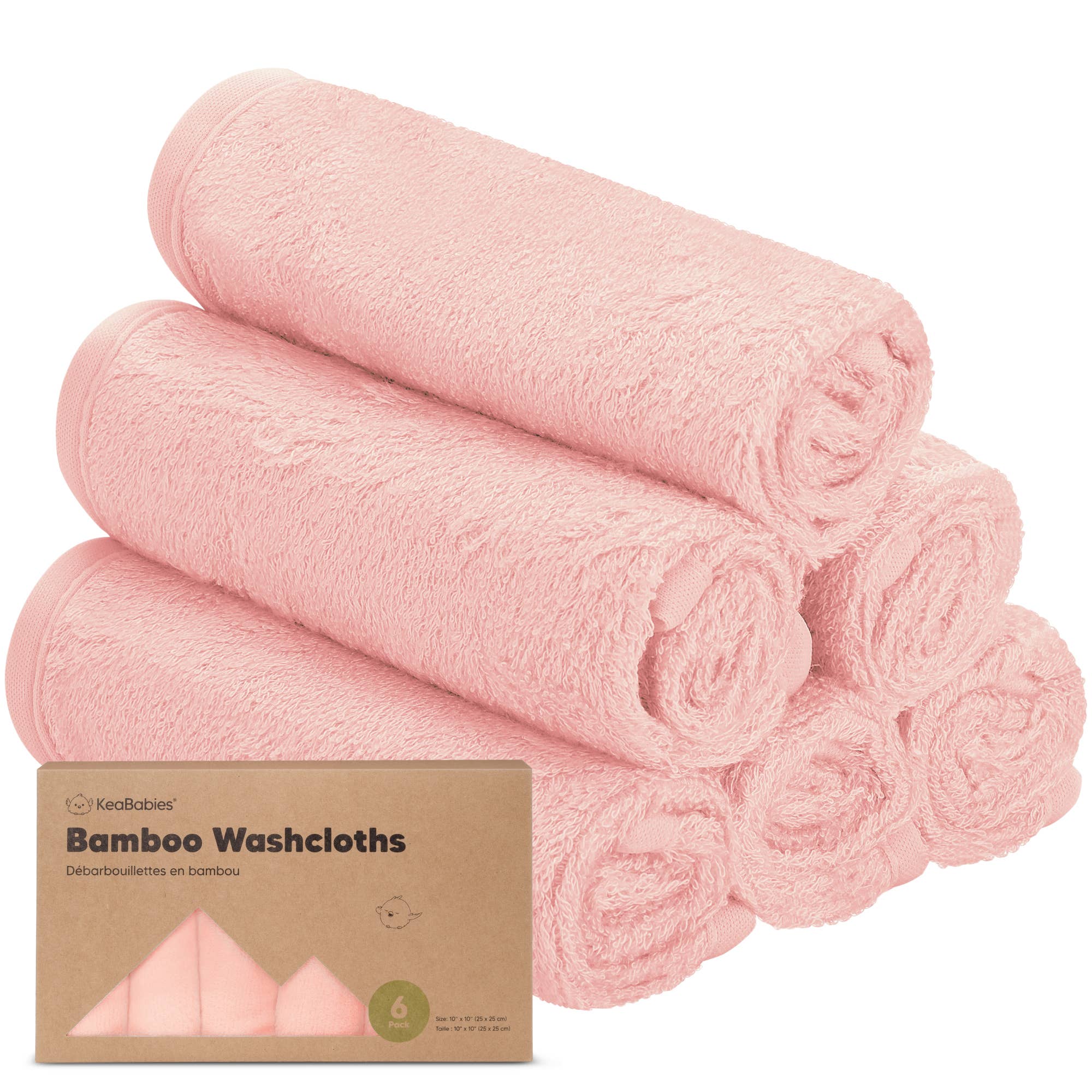 KeaBabies Ultra-Soft Baby Washcloths — Blush Pink (6-Pack)