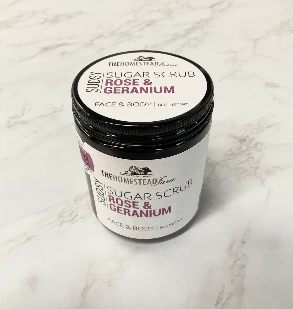 The Homestead Farm Sugar Scrub, Sudsy & Oily Variants