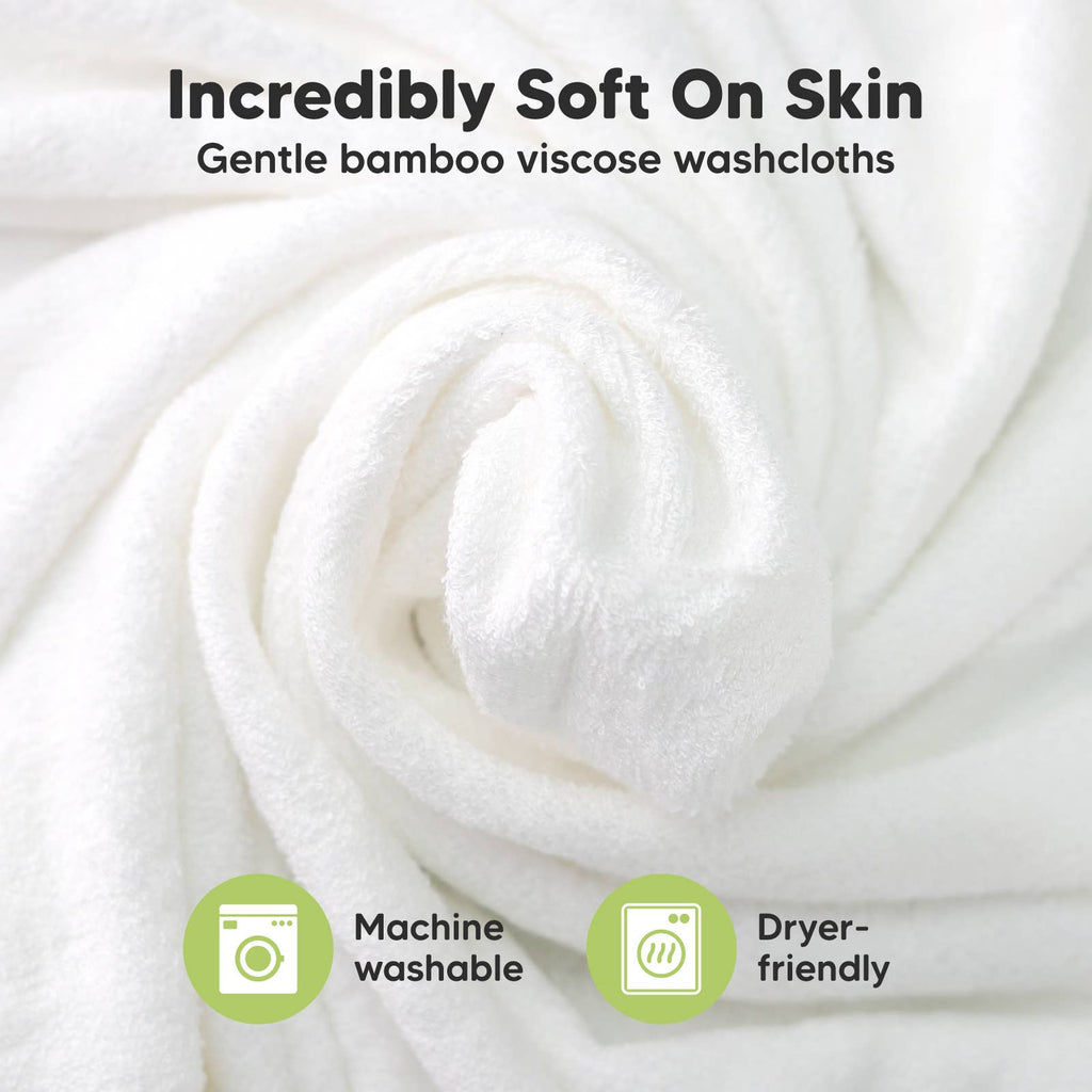KeaBabies Ultra-Soft Bamboo Baby Washcloths — White (6-Pack)
