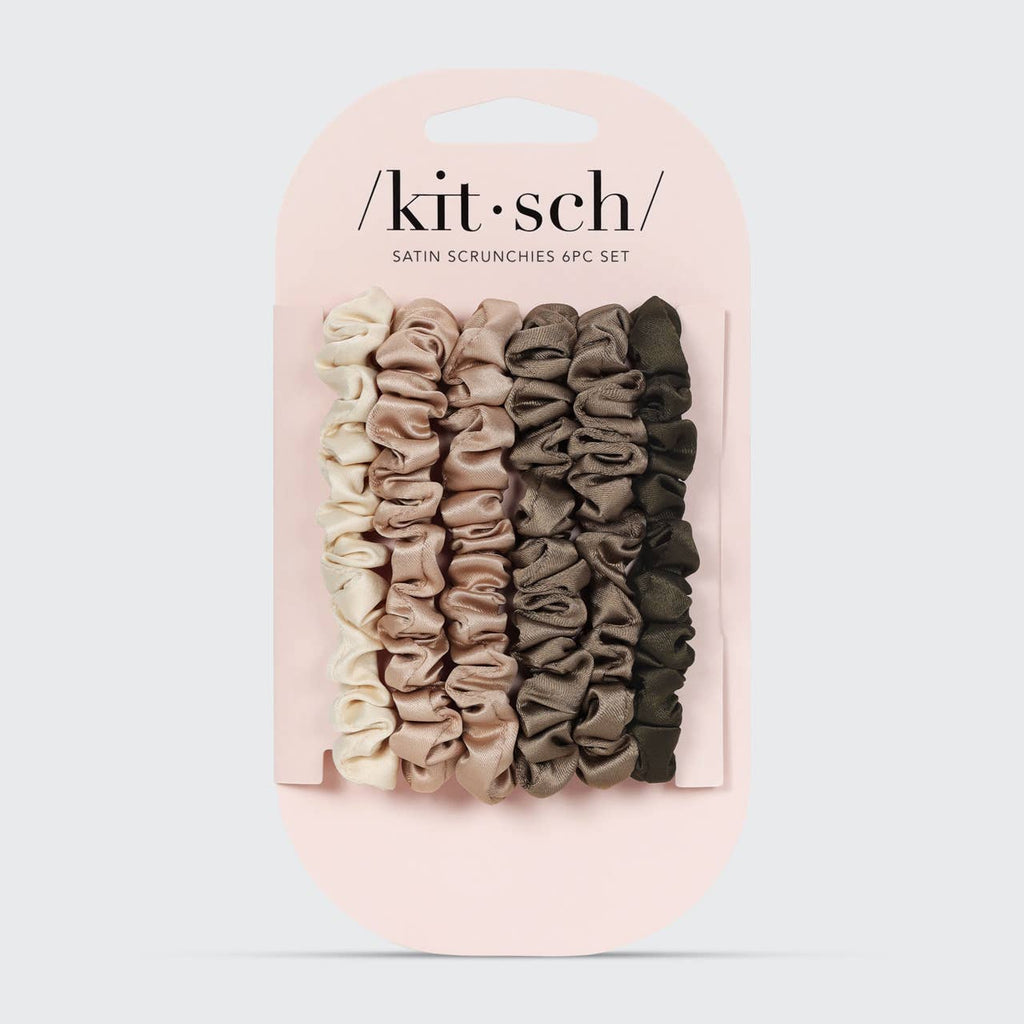 Kitsch Ultra Petite Satin Scrunchies 6-Pack — Eucalyptus