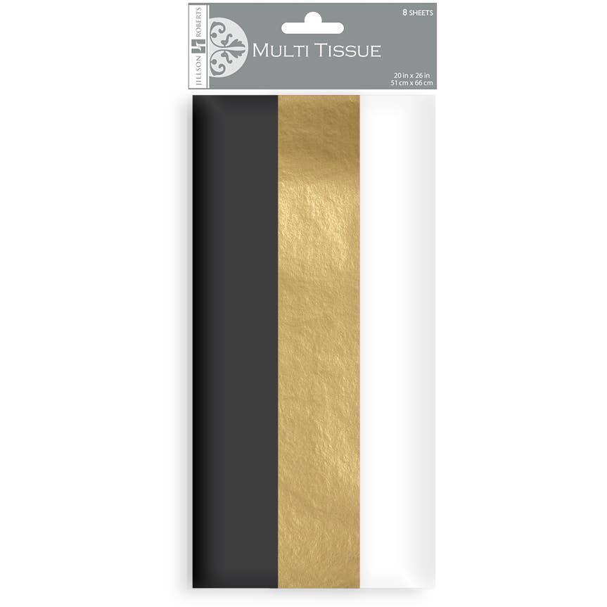 Jillson & Roberts Sophisticate Tissue Paper - Black, Gold & White