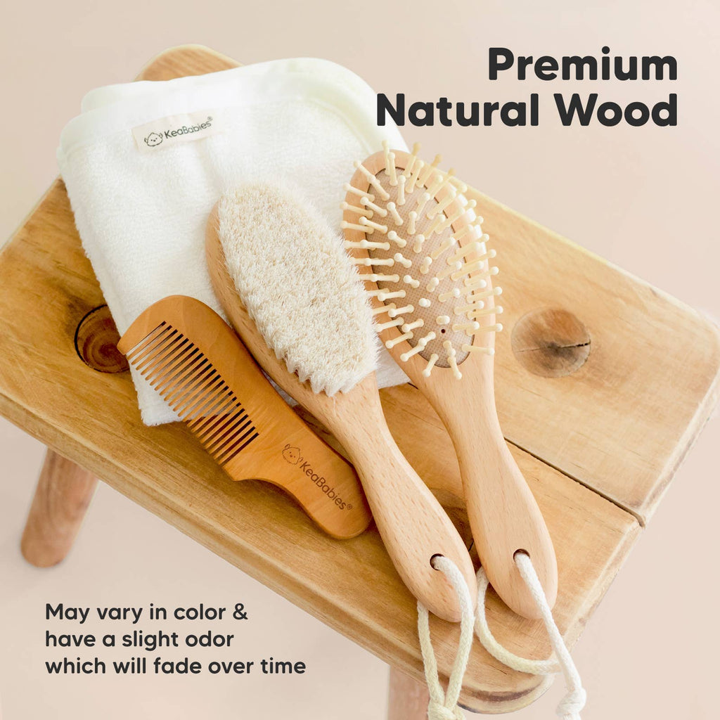 KeaBabies Gentle Baby Hair Brush & Comb Set