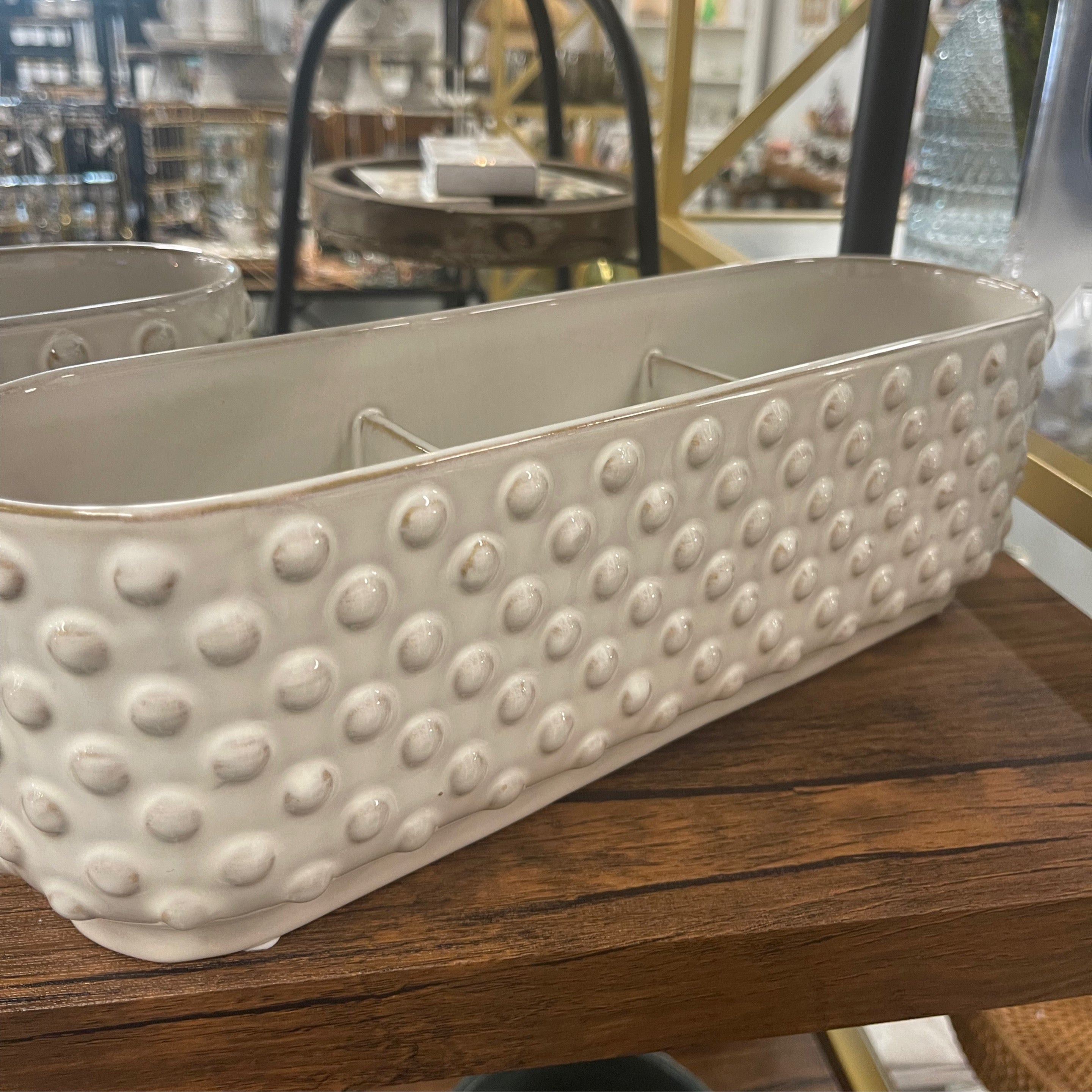 Hobnail Glass Triple Window Planter