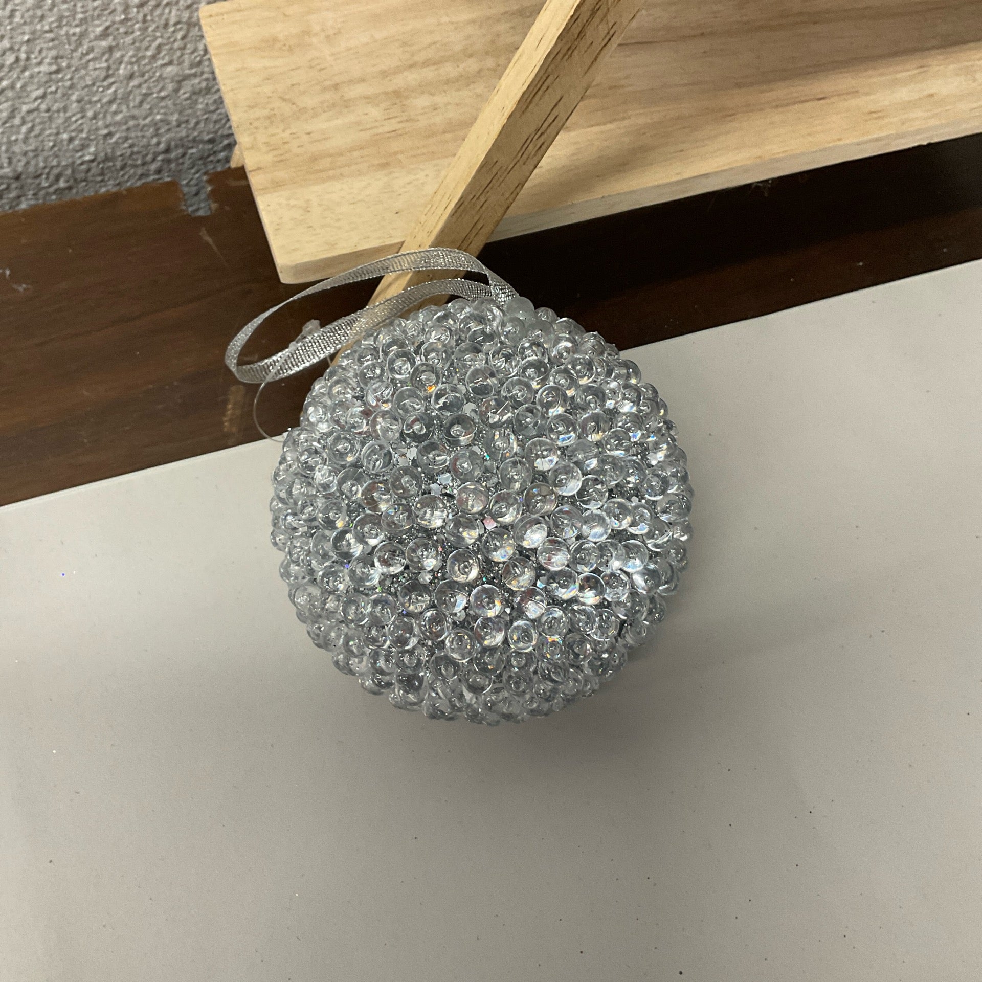 Glitter Beaded Glass Ball Ornament
