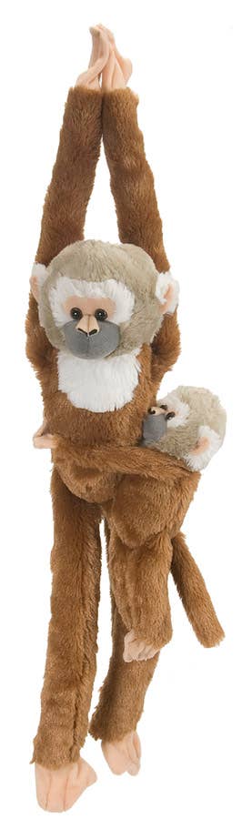 Wild Republic Hanging Squirrel Monkey with Baby Plush — 20"