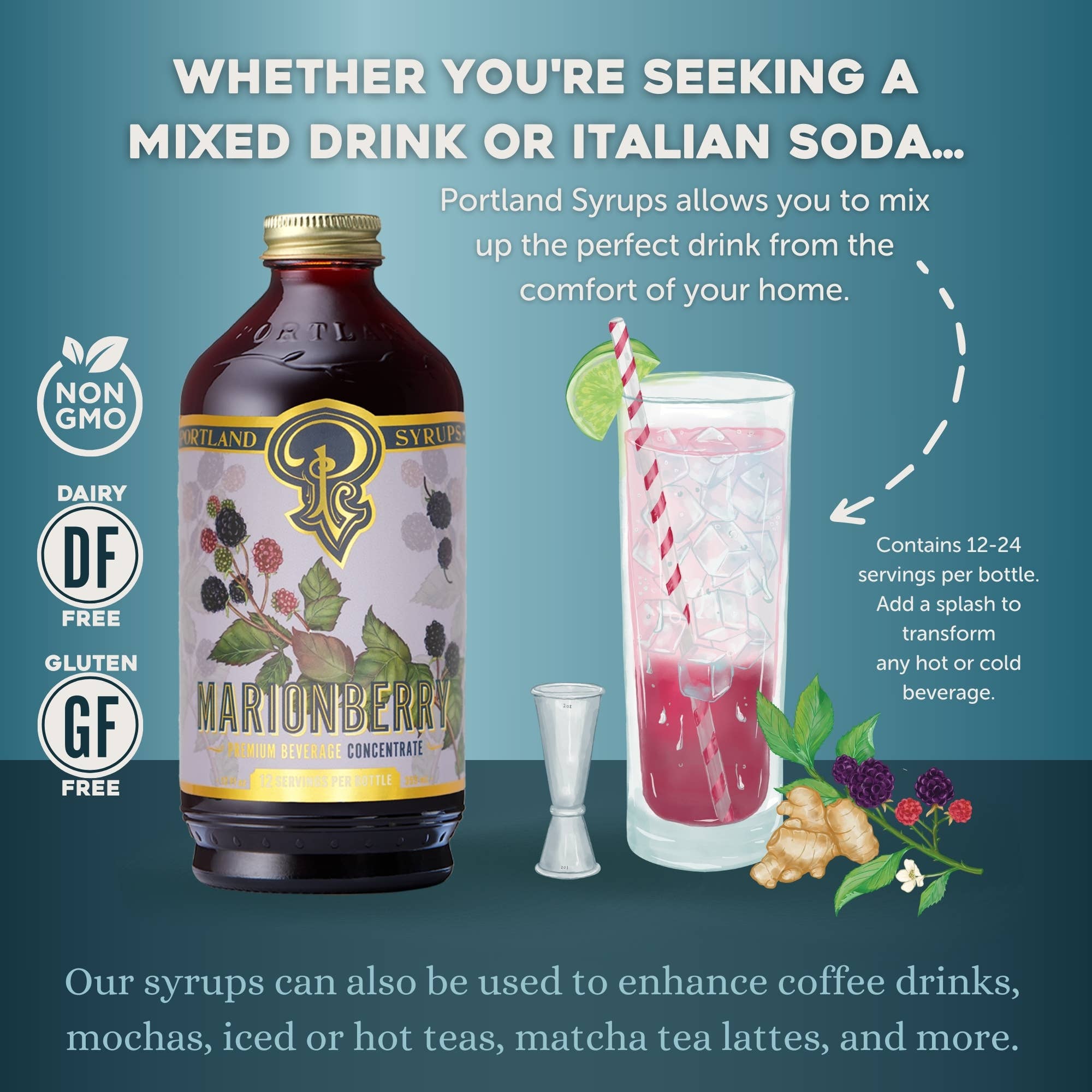 Portland Syrups Marionberry & Blackberry Cocktail Syrup — 12 oz
